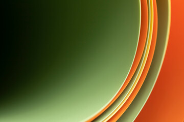 abstract vibrant color curve background, creative graphic wallpaper with orange, yellow and green for presentation, concept of dynamic movement and space, bending plastic sheets with shade and shadow