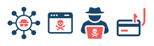 Hack Icon Set. Phishing Scam Icon Vector Illustration