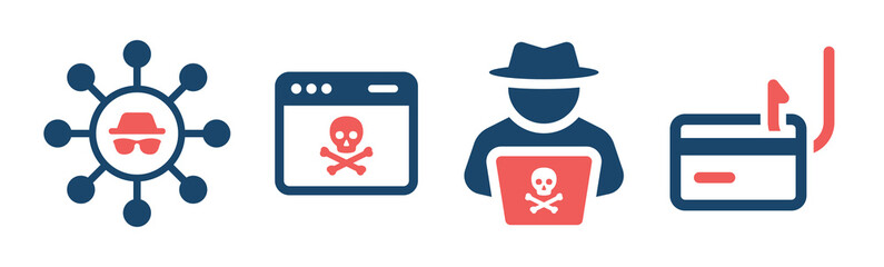 Aufkleber - Hack icon set. Phishing scam icon vector illustration