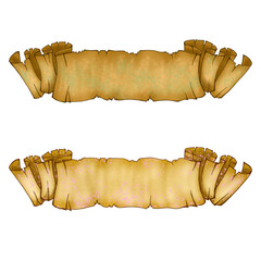 Ancient scrolls, a set of two color options, isolated on a white background.