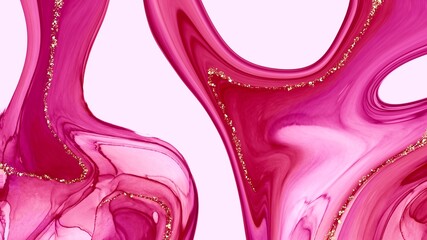 Wall Mural - abstract magenta marble background, cooper metal paths, rich color accent, liquid wallpaper for prin
