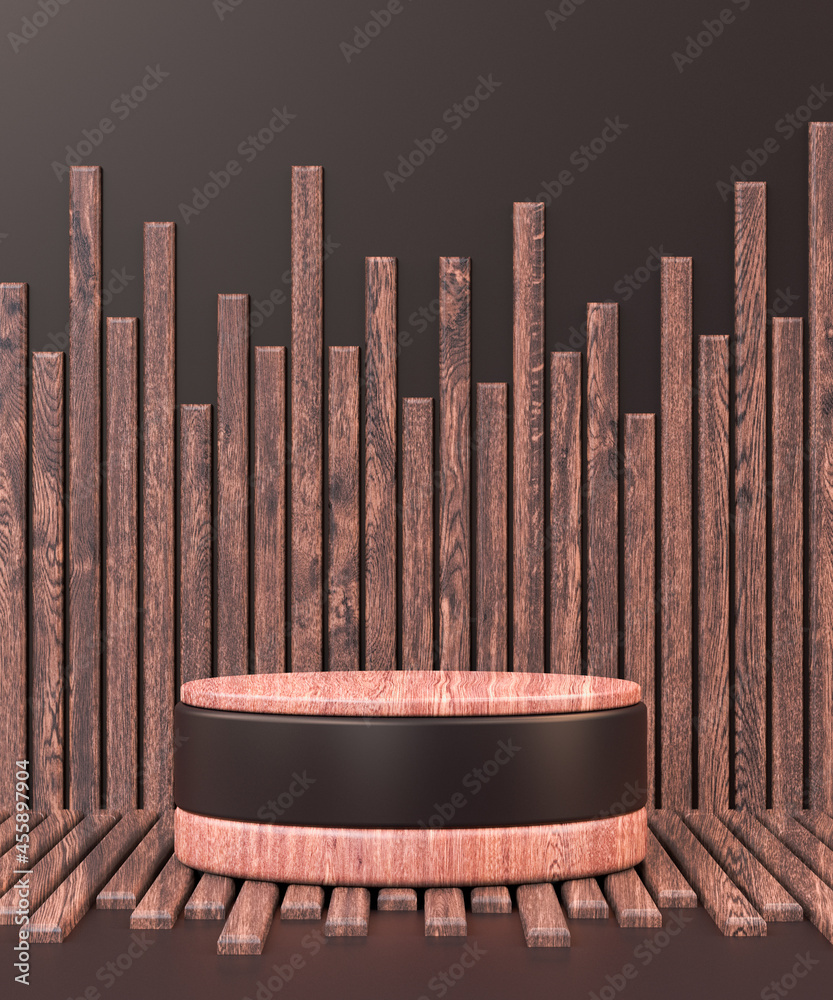 luxury wood podium display for product presentation 3d rendering Stock ...