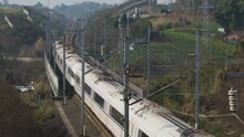 View Of Passing Trains From Guilin West Railway Station, Serving The City Of Guilin In Guangxi. Guilin Is A City In Southern China Famous For Its Impressive Landscapes.