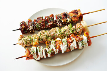 Poster - Chicken skewers with various sauces