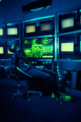 Wall Mural - cyber man has been in virtual reality for too long.