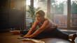 © Gorodenkoff - Beautiful Girl Doing Fitness Exercises at Home. Authentic Gorgeous Plus Size Woman Doing Workout, Hamstring Stretching, Yoga. Healthy Fit Confident Female Doing Sport Routine even on Lockdown
