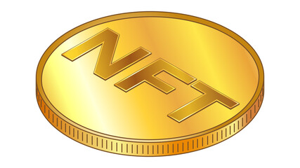 Wall Mural - gold coins nft non fungible token in isometric top view isolated on white. vector design element.