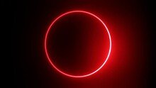
Neon Abstract Background With Red Circle And Light Moving Around It. Slow Turn. Shiny Disc. Abstract Footage Video. Black Background.
