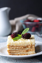 Wall Mural - Milk semolina dessert with biscuits (Turkish name; sutlu irmik tatlisi)