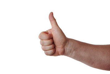 Canvas Print - Hand showing a thumb up isolated on a white background