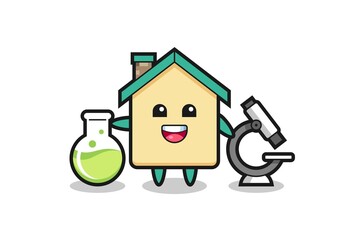 Wall Mural - Mascot character of house as a scientist