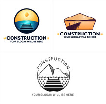 Construction Dock Repair Houseboat Logo Design