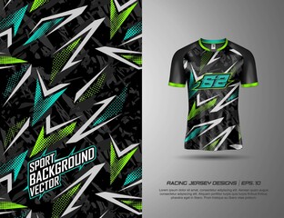 T-shirt and long sleeve designs sports abstract background for extreme jersey team, racing, cycling, football, gaming and sport livery.