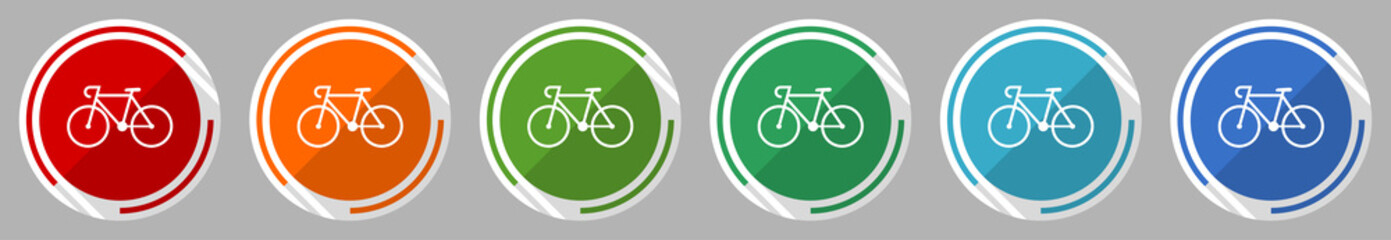Poster - Bicycle icon set, vector illustration in 6 colors options for webdesign and mobile applications, flat design symbol