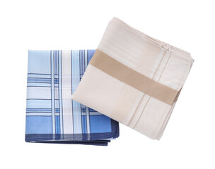 Stylish handkerchiefs on white background, top view