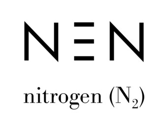 Sticker - Elemental nitrogen (N2) molecule. Nitrogen gas is the main component of the Earth's atmosphere. Skeletal formula.