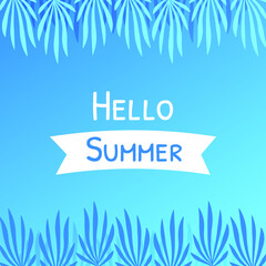 Wall Mural - hello summer lettering with leaf background	