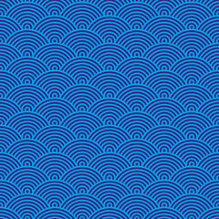  Asian Style Squama Waves Outline - Seamless Vector Square Pattern