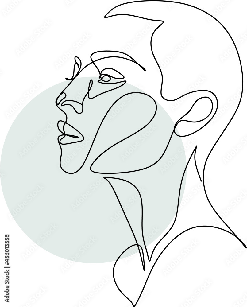 Beauty face with flowers line drawing art. Abstract minimal portrait ...
