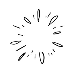 Wall Mural - Sunburst doodle. Star, firework explosion. Hand drawn vector Illustration.