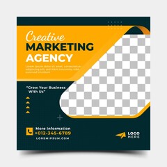 creative marketing agency social media post template design. modern promotional banner with place fo