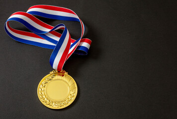 Wall Mural - Gold medal. Champion trophy award and ribbon. Prize in sport for