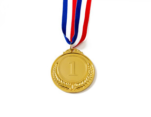 Wall Mural - Gold medal. Champion trophy award and ribbon. Prize in sport for winner isolated on white background
