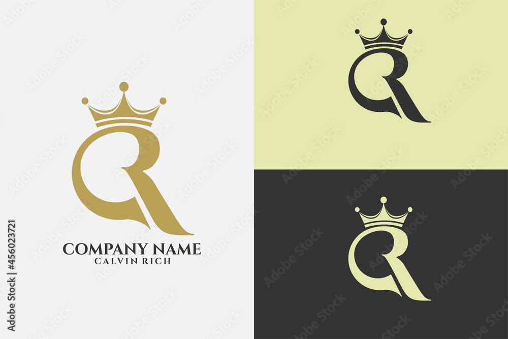 vector logotype letter R with crown graphic logo design template ...