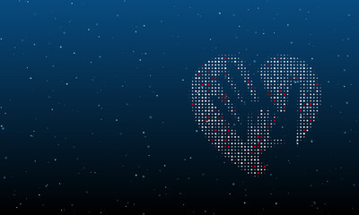 Poster - On the right is the mom with baby symbol filled with white dots. Background pattern from dots and circles of different shades. Vector illustration on blue background with stars