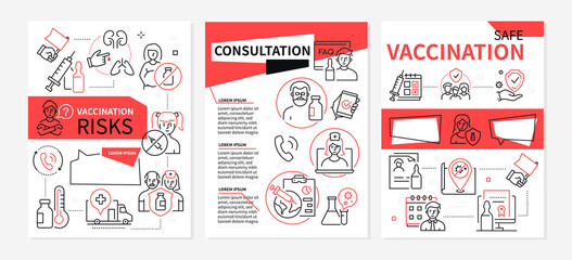 Wall Mural - Safe vaccination - modern line design style posters set