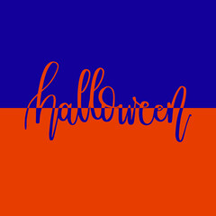 Sticker - happy Halloween lettering. calligraphic of Halloween in purple and orange background. Vector illustration of Halloween banner.