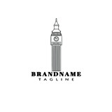 Fototapeta Big Ben - clock tower logo icon design template vector cute