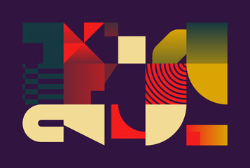 Fototapete - Generative Design Artwork of Abstract Vector Generated Shapes Composition