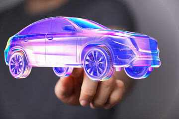 Poster - Autonomous car with HUD graphic of Navigation system driving