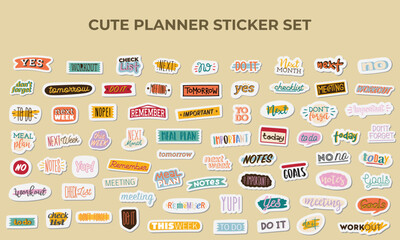 Cute planner sticker set vector graphic template