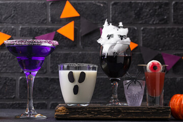 Wall Mural - Set of various Halloween drinks