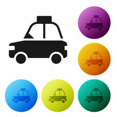 Poster - Black Pet car taxi icon isolated on white background. Set icons in color circle buttons. Vector