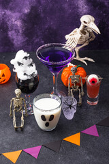 Wall Mural - Set of various Halloween drinks