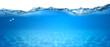 Leinwandbild Motiv water wave underwater blue ocean swimming pool wide panorama background sandy sea bottom isolated white background