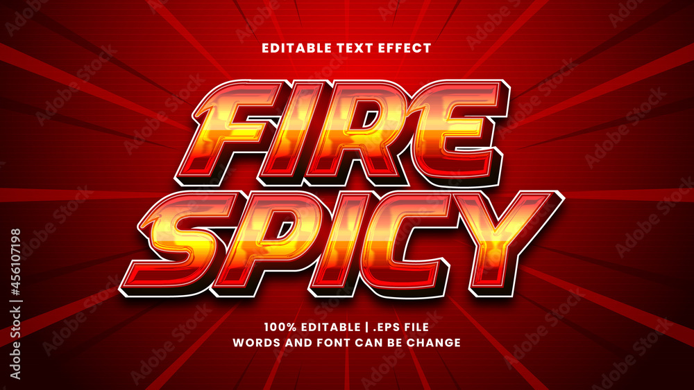 Fire spicy editable text effect in modern 3d style Stock Vector | Adobe ...