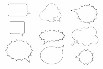 Poster - Black speech bubble icon set. Chat emblem. Message symbol. Communication backdrop. Vector illustration. Stock image.