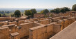 Panoramic view of the ruins of the palatine city of Madinat Al-Zahra, Unesco World Heritage Site at Cordoba, Spain.