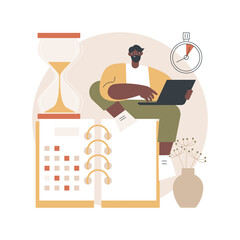 Poster - Time management abstract concept vector illustration. Time tracking tool, management software, effective planning, productivity at work, clock, control system, project schedule abstract metaphor.