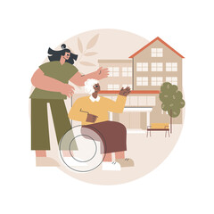 Poster - Nursing home abstract concept vector illustration. Nursing facility, residential home, physical therapy, care service for senior people, retiree long term stay, rest house abstract metaphor.