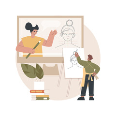 Poster - how-to videos abstract concept vector illustration. education video, modern teaching tool, interacti
