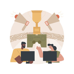 Poster - E-sport tournament abstract concept vector illustration. Esports tournament streaming, game official event, esports championship, gaming arena, e-sport fan support abstract metaphor.