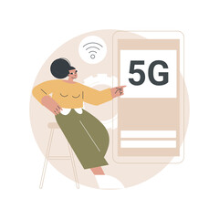 Poster - mobile phones 5g network abstract concept vector illustration. mobile phone communication, modern sm