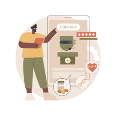 Poster - chatbot in healthcare abstract concept vector illustration. artificial intelligence caregiver, chatb