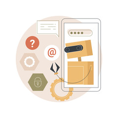 Poster - Chatbot Artificial Intelligence abstract concept vector illustration. Artificial intelligence, chatbot service, interactive support, machine learning, natural language processing abstract metaphor.