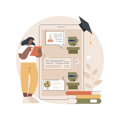 Poster - Chatbot self learning abstract concept vector illustration. Chatbot ability, virtual assistants, AI chat software development, machine self learning, advanced bot service abstract metaphor.